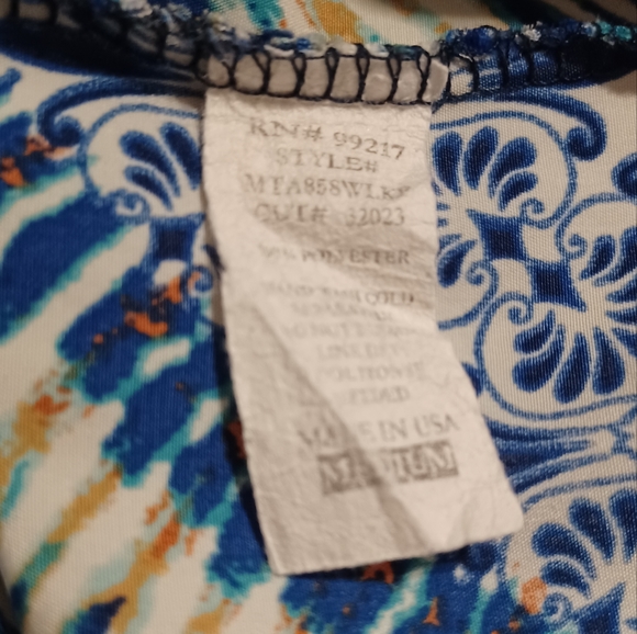 Colorful Patterned Cold Shoulder Blouse Macrame Lace Hems mm mm mm Medium - Picture 10 of 13